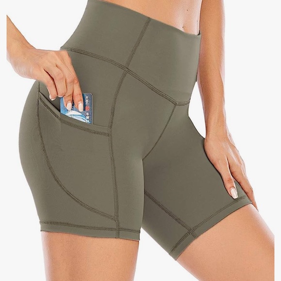 ECHOINE Womens Workout Shorts w/Pockets High Waist Buttery Soft Yoga Compression - Picture 4 of 6